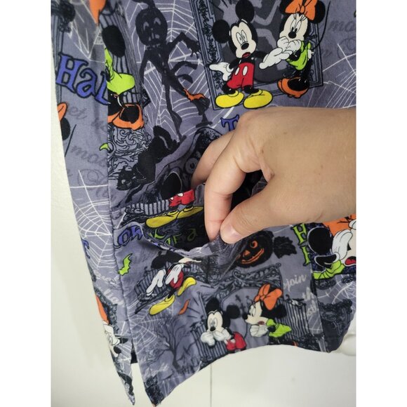 Disney Mickey Minnie Mouse Scrub Top XL Halloween Gray Nurse Doctor Vet Holiday - Picture 7 of 9